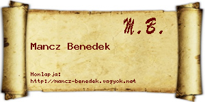 Mancz Benedek névjegykártya